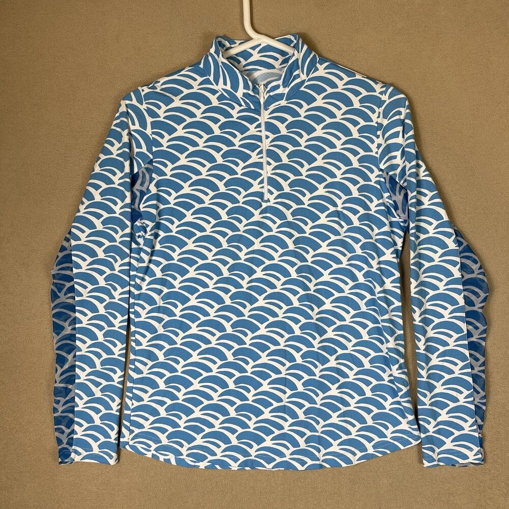 Icikuls Top Womens Medium Blue 1/4‎ Zip Long Sleeve Lightweight Golf Adult